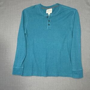 St. John's Bay 3 button Henley Shirt Waffle Knit Men’s 2XL Blue Classic